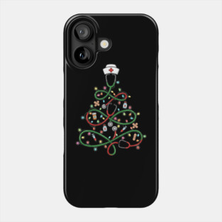 Stethoscope Christmas Tree Lights Nurse Phone Case
