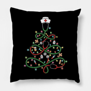 Stethoscope Christmas Tree Lights Nurse Pillow
