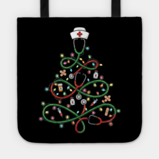 Stethoscope Christmas Tree Lights Nurse Tote