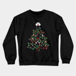 Stethoscope Christmas Tree Lights Nurse Crewneck Sweatshirt