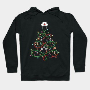 Stethoscope Christmas Tree Lights Nurse Hoodie