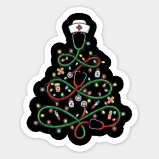Stethoscope Christmas Tree Lights Nurse Sticker