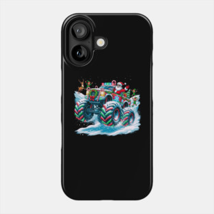 Santa's Christmas Monster Truck – Festive Adventure on Snowy Roads Phone Case