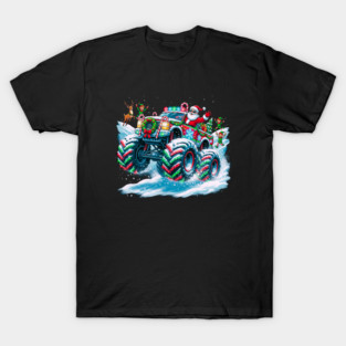 Santa's Christmas Monster Truck – Festive Adventure on Snowy Roads T-Shirt