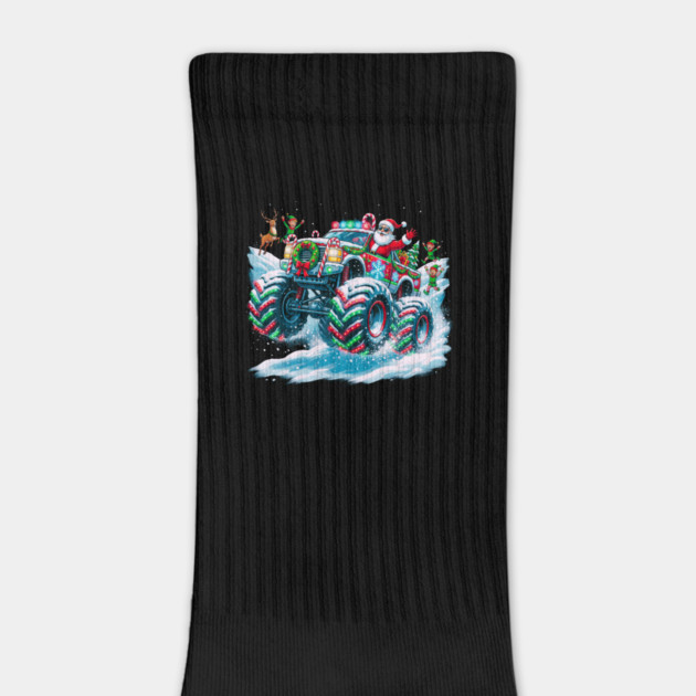 Santa's Christmas Monster Truck – Festive Adventure on Snowy Roads by Creatifly Graphic Tees