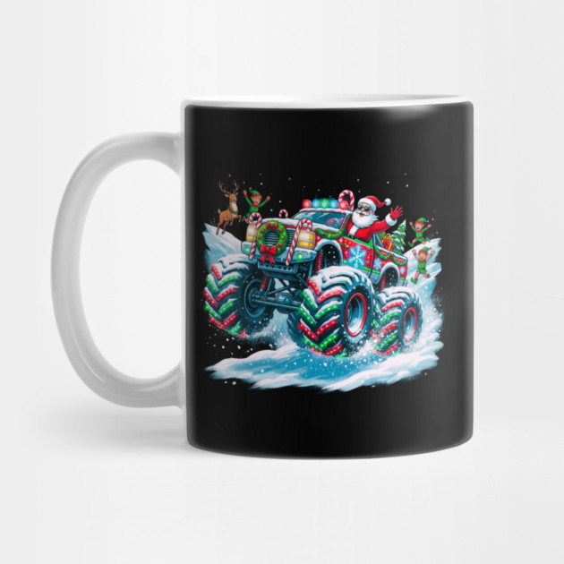 Santa's Christmas Monster Truck – Festive Adventure on Snowy Roads by Creatifly Graphic Tees