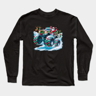 Santa's Christmas Monster Truck – Festive Adventure on Snowy Roads Long Sleeve T-Shirt