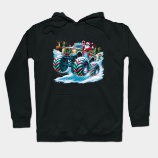 Santa's Christmas Monster Truck – Festive Adventure on Snowy Roads Hoodie