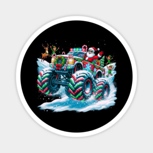 Santa's Christmas Monster Truck – Festive Adventure on Snowy Roads Magnet