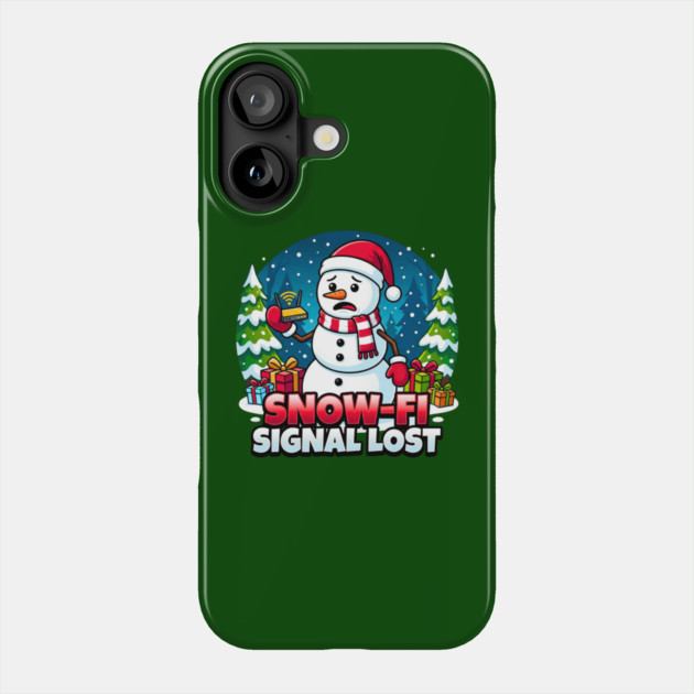 Snowman with Lost Wi-Fi Signal – Snow-Fi Troubles Phone Case by Creatifly Graphic Tees