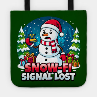 Snowman with Lost Wi-Fi Signal – Snow-Fi Troubles Tote