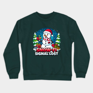 Snowman with Lost Wi-Fi Signal – Snow-Fi Troubles Crewneck Sweatshirt