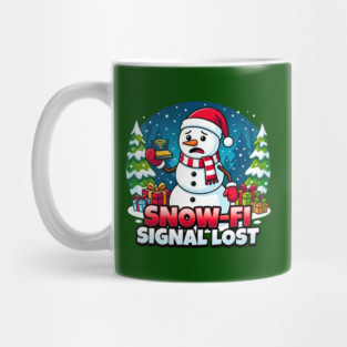 Snowman with Lost Wi-Fi Signal – Snow-Fi Troubles Mug