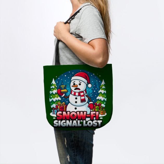 Snowman with Lost Wi-Fi Signal – Snow-Fi Troubles by Creatifly Graphic Tees