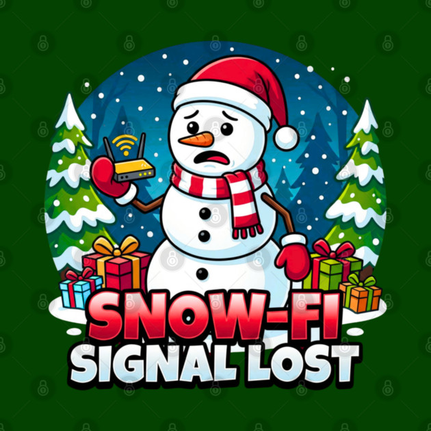 Snowman with Lost Wi-Fi Signal – Snow-Fi Troubles by Creatifly Graphic Tees
