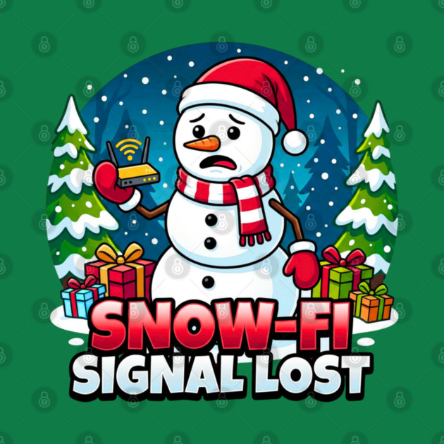 Snowman with Lost Wi-Fi Signal – Snow-Fi Troubles by Creatifly Graphic Tees