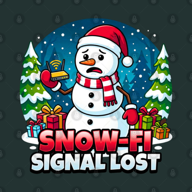 Snowman with Lost Wi-Fi Signal – Snow-Fi Troubles by Creatifly Graphic Tees