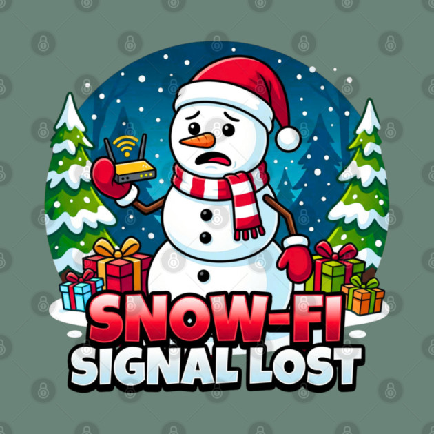 Snowman with Lost Wi-Fi Signal – Snow-Fi Troubles by Creatifly Graphic Tees