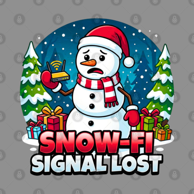 Snowman with Lost Wi-Fi Signal – Snow-Fi Troubles by Creatifly Graphic Tees