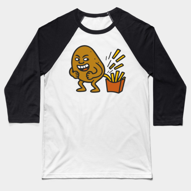 Junk Food Humor French Fries Parody Baseball T-Shirt by Anticorporati