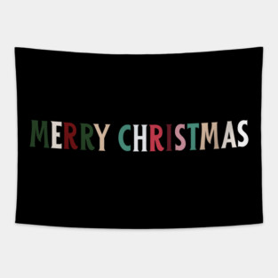 Colorful Merry Christmas Message Tapestry