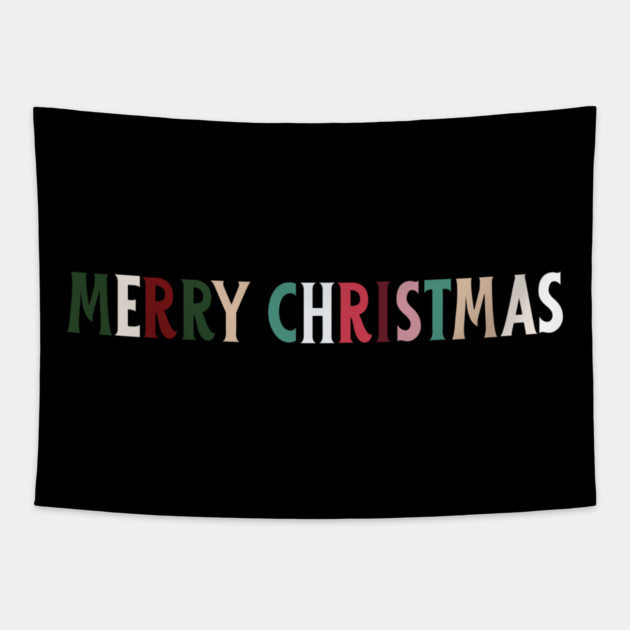 Colorful Merry Christmas Message Tapestry by Creatifly Graphic Tees