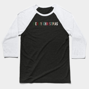 Colorful Merry Christmas Message Baseball T-Shirt