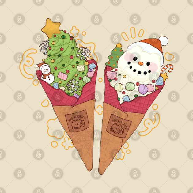 Cute Christmas Soft Ice Cream by Nas.ArtSpace