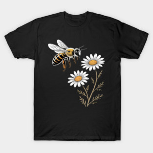 Bee Flower Garden Honeybee Insect Daisy Homestead Aesthetic T-Shirt