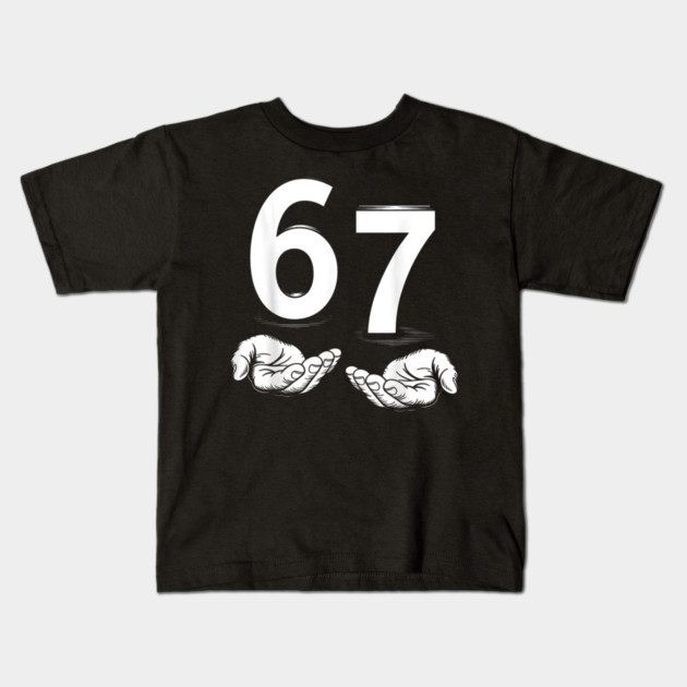 Funny Six Seven 6 7 Meme Gen Alpha Slang 6 7 Hands Kids T-Shirt by DesignAura