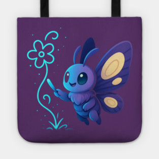 Kawaii Butterfly Creating Light Flower • Adorable Magical Creature Design Tote