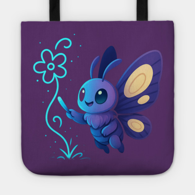 Kawaii Butterfly Creating Light Flower • Adorable Magical Creature Design Tote by Anne Lee