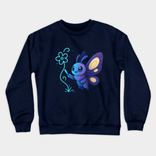 Kawaii Butterfly Creating Light Flower • Adorable Magical Creature Design Crewneck Sweatshirt