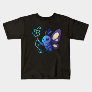 Kawaii Butterfly Creating Light Flower • Adorable Magical Creature Design Kids T-Shirt