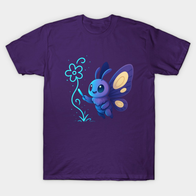 Kawaii Butterfly Creating Light Flower • Adorable Magical Creature Design T-Shirt by Anne Lee
