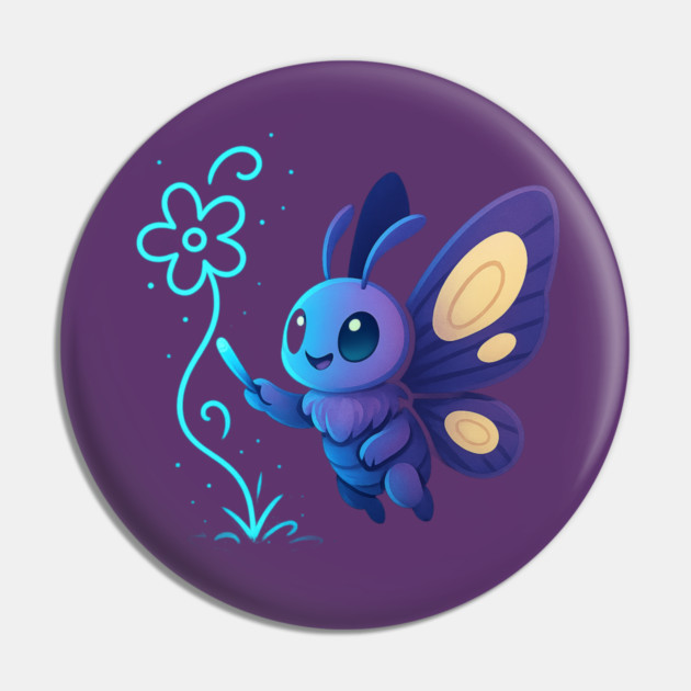 Kawaii Butterfly Creating Light Flower • Adorable Magical Creature Design Pin by Anne Lee