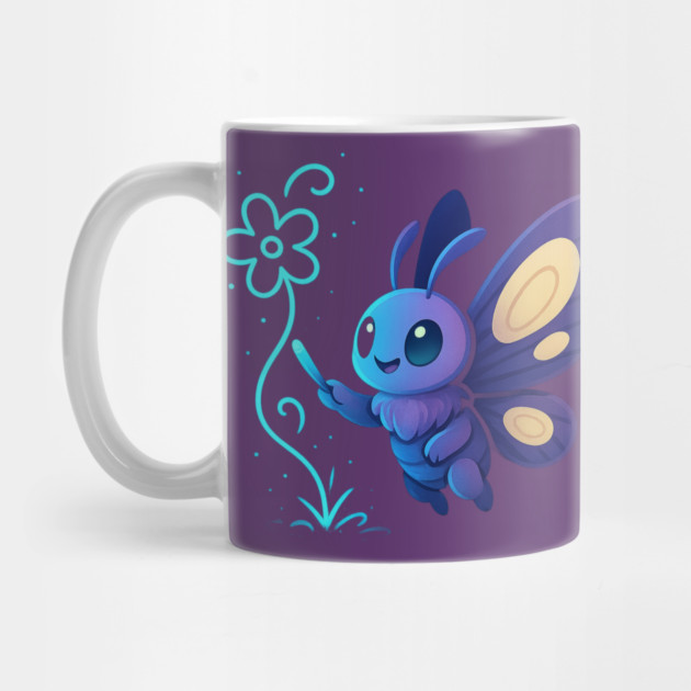 Kawaii Butterfly Creating Light Flower • Adorable Magical Creature Design by Anne Lee