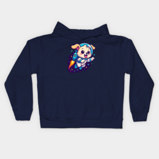 Kawaii Space Dog with Jetpack • Whimsical Astronaut Puppy Design Kids Hoodie