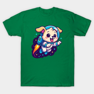 Kawaii Space Dog with Jetpack • Whimsical Astronaut Puppy Design T-Shirt