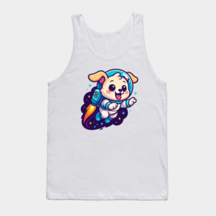 Kawaii Space Dog with Jetpack • Whimsical Astronaut Puppy Design Tank Top
