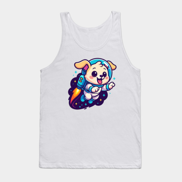 Kawaii Space Dog with Jetpack • Whimsical Astronaut Puppy Design Tank Top by Anne Lee