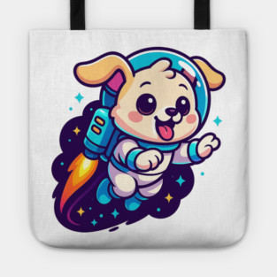 Kawaii Space Dog with Jetpack • Whimsical Astronaut Puppy Design Tote