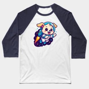 Kawaii Space Dog with Jetpack • Whimsical Astronaut Puppy Design Baseball T-Shirt