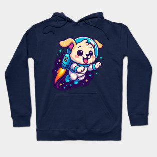 Kawaii Space Dog with Jetpack • Whimsical Astronaut Puppy Design Hoodie