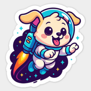 Kawaii Space Dog with Jetpack • Whimsical Astronaut Puppy Design Sticker