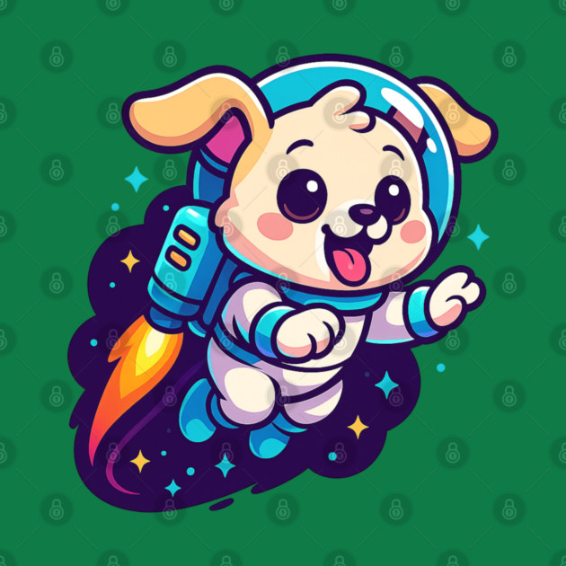 Kawaii Space Dog with Jetpack • Whimsical Astronaut Puppy Design by Anne Lee