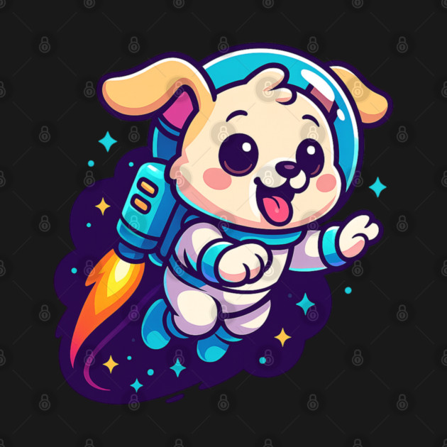 Kawaii Space Dog with Jetpack • Whimsical Astronaut Puppy Design by Anne Lee