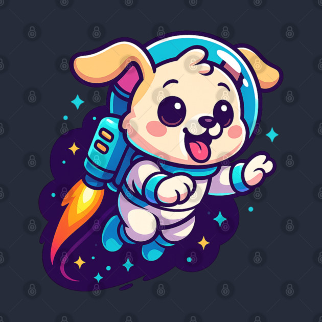 Kawaii Space Dog with Jetpack • Whimsical Astronaut Puppy Design by Anne Lee