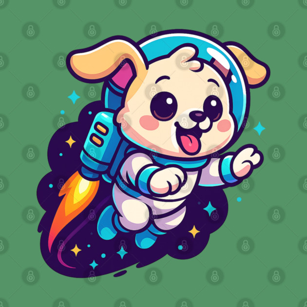 Kawaii Space Dog with Jetpack • Whimsical Astronaut Puppy Design by Anne Lee