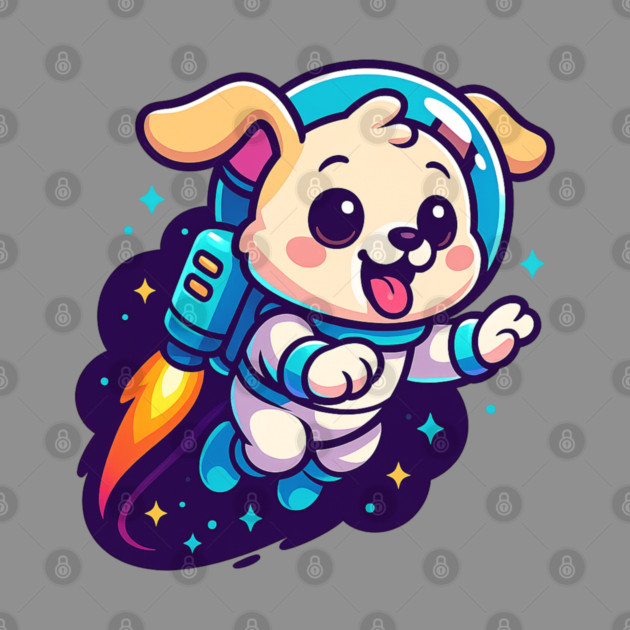 Kawaii Space Dog with Jetpack • Whimsical Astronaut Puppy Design by Anne Lee